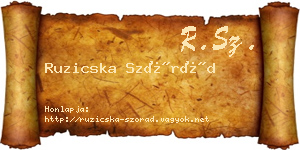 Ruzicska Szórád névjegykártya